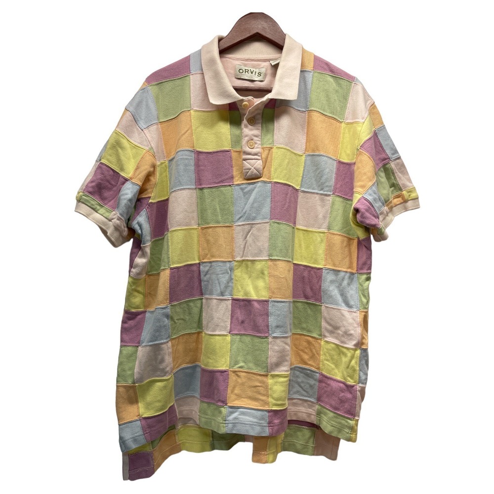 Orvis Mens Large Multiple Color Block Polo Shirt